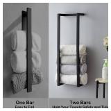 Towel Rack for Rolled Towels, Towel Rack for Bathroom,Wall Mounted Metal Bathroom Organizer, Bath Towel Holder Wall for Modern Small Space Bathroom Towel Storage (Black)