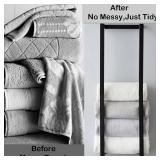 Towel Rack for Rolled Towels, Towel Rack for Bathroom,Wall Mounted Metal Bathroom Organizer, Bath Towel Holder Wall for Modern Small Space Bathroom Towel Storage (Black)