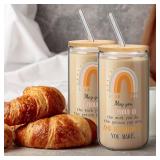 Skylety 10 Pack Employee Appreciation Gifts Bulk Thank You Gifts for Women 16 Oz Boho Glass Cups Farewell Gifts Inspirational Gifts Going Away Gift Birthday Wine Glasses for Friends Coworker Employee