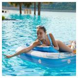 Inflatable Tanning Pool Lounger Float - Jasonwell 4 in 1 Sun Tan Tub Sunbathing Pool Lounge Raft Floatie Toys Water Filled Tanning Bed Mat Pad for Adult Blow Up Kiddie Pool Kids Ball Pit Pool (L)
