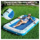 Inflatable Tanning Pool Lounger Float - Jasonwell 4 in 1 Sun Tan Tub Sunbathing Pool Lounge Raft Floatie Toys Water Filled Tanning Bed Mat Pad for Adult Blow Up Kiddie Pool Kids Ball Pit Pool (L)