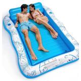 Inflatable Adult Pool Lounger Float - BAIAI Extra Large Beach Sun Tanning Floats Raft Sunbathing Water Lounge Floaties Tub with Drink Holder Blow Up Lake Suntan Floating Swimming Mattress Mat (XXL)