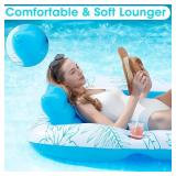 Inflatable Adult Pool Lounger Float - BAIAI Extra Large Beach Sun Tanning Floats Raft Sunbathing Water Lounge Floaties Tub with Drink Holder Blow Up Lake Suntan Floating Swimming Mattress Mat (XXL)