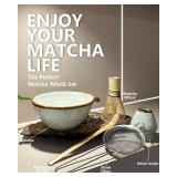 Matcha Whisk Set with Matcha Bowl, Matcha Bamboo Whisk, Scoop, Sifter, Matcha Whisk Holder Unique Gifts for Women Mom Her Girl Friend Home Kitchen Decor Gifts for Christmas, Birthday