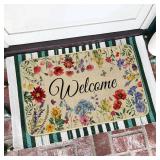 Spring Door Mat Welcome Decor Doormat, Summer Flower Plant Decorative Indoor Outdoor Non-Slip Mat for Home Entrance, Outside Entry, Floor, Patio 17x30 Inches