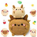 Y-times Crochet Kit for Beginners,DIY Sheep Crochet Kit,Learn to Crochet for Adults Kids,Cute Sheep Knitting Kit Supplies,Accessories Including Yarn Hook -with Step-by-Step Video Tutorials