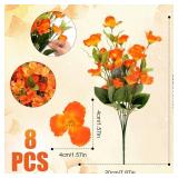 8 Bundles Fall Flowers Artificial for Decoration, Faux Fall Flowers for Outdoor Planters, Autumn Fake Hibiscus Syriacus Silk Flowers Plants Look Real UV Resistant for Outside Home Porch Patio