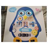 Toddler Busy Board, Large Montessori Busy Board for Toddlers, Sensory Board, Baby Busy Board for Toddlers, Wooden Activity Boards (Penguin)