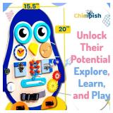 Toddler Busy Board, Large Montessori Busy Board for Toddlers, Sensory Board, Baby Busy Board for Toddlers, Wooden Activity Boards (Penguin)