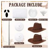 Eurzom 4 Pcs Western Cowboy Halloween Ghost Decorations Set Include DIY 3.94 ft Spooky Cowboy Ghost Kit with Western Hat for Outdoor Party Indoor Porches Yards Gardens Lawn