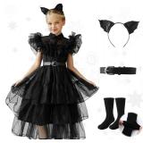 Halloween Costumes for Girls Black Girls Dress Halloween Cosplay Party Dress 4-6Y