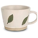 Leaf Mug, 11 oz Ceramic Coffee Cup for Tea Latte Cappuccino, Cute Unique Stoneware Teacup with Handle (Green)