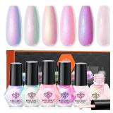 modelones Nail Polish Set, 6 Colors Shimmer Pearl Chrome White Pink Mermaid Purple Quick Dry Nail Polish Kit Fingernail Polish 2025 Manicure DIY Salon Home Gifts for Women Girl