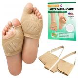 Metatarsal Pads for Women & Men - 1 Pair (Medium, Beige) - Adjustable & Non-Slip Ball of Foot Cushions with Gel, Foot Pads for Pain Relief, Metatarsalgia, Morton