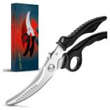 CLEECOO Poultry Shears, Heavy duty Kitchen Scissors for Food, Poultry Scissors for Meat with Anti-Slip Handle & Safety Lock