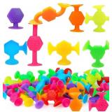 24 Pcs Bath Toys for Kids Ages 3+, Suction Cup Toys for Autistic Children, Stocking Stuffers Travel Window Stem Learning Toys, Bathtub Toys with Dinosaur Eggshell Storage