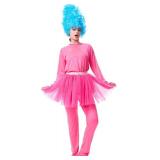 3PCS Women Light Blue Tutu Tulle Skirt Fairy Fluffy Ballerina Skirt Costume with Beehive Wigs, Halloween Fancy Dress Up Large