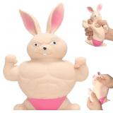 Squishy Rabbit Toy,Squeeze Toy, Stretchy Glue-Sand Filled Rubber Rabbit,Stress Relief Toy and Adults for Anxiety, and Autism, Muscle Animal Figure Toys for,Gift for Christmas, (Pink Edition)
