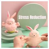 Squishy Rabbit Toy,Squeeze Toy, Stretchy Glue-Sand Filled Rubber Rabbit,Stress Relief Toy and Adults for Anxiety, and Autism, Muscle Animal Figure Toys for,Gift for Christmas, (Pink Edition)