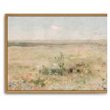Roslynity Framed Canvas Wall Art Vintage Print Oil Paintings Meadow Landscape Summer Country Soft Green Pastel Retro Aesthetic Artwork for Home Living Room Bathroom Nursery Wall Decor (12"x16")