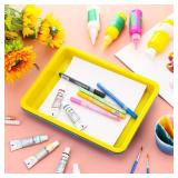 Jetec 24 Pcs Plastic Art Trays 11.4 x 8.6 Inch Multicolor Activity Art Serving Trays Bulk for Classroom and Crafts Organizer, DIY Projects, Painting, Beads, Organizing Supply