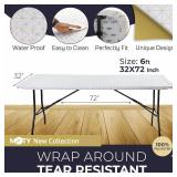 moty Folding Table Cover, Polyester Fitted Waterproof Outdoor Tablecloth Protector with Elastic for Rectangle Picnic Tables Washable for Patio Camping