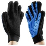 Pet Grooming Glove for Simple Easy Mess-Free Grooming, Grooming Mitt For Dogs, Cats, Rabbits, Horses, Long/Short/Curly/Straight Hair, Pet Hair Gloves For Pet Hair Removal, Easy Clean up(2)