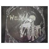 Halloween Decorations Wreath Halloween Skull Welcome Door Sign Front for Door Decoration, Rustic Wooden Holiday Decor for Front Door Porch Window Wall Farmhouse Indoor Outdoor