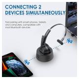 Bluetooth Headset, Wireless Headphone with Microphone, On Ear Bluetooth with USB Dongle for Office Call Center Skype Zoom Meeting Online Class (KH113M)