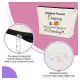 Sazuwu Happy Camper Gifts for Women Graduation Retirement Makeup Bag Cosmetic Organizers Travel Pouch Camper Lover Vacation Christmas Birthday Present Camping Essentials for Adults(Grey)