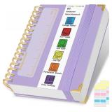 HAUTOCO Spiral Notebook, B5 Purple Hardcover Leather Notebooks, College Ruled Notebook with 320 Pages, 100 GSM Paper, 7"x 9.7" Lined Journaling Notebooks for Girls Women Work School Office