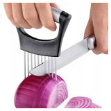 ESINAM Premium Vegetable Slicer Holder, Sharp Stainless Steel Food Slicer Assistant Tool for Potato, Tomato, Fruit, Lemon and Meat