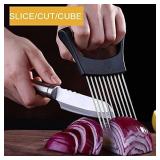 ESINAM Premium Vegetable Slicer Holder, Sharp Stainless Steel Food Slicer Assistant Tool for Potato, Tomato, Fruit, Lemon and Meat