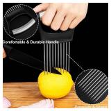 ESINAM Premium Vegetable Slicer Holder, Sharp Stainless Steel Food Slicer Assistant Tool for Potato, Tomato, Fruit, Lemon and Meat
