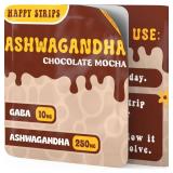 Happy Strips Organic Ashwagandha KSM 66 & GABA for Stress Relief, Calmness, Sleep - Fast-Acting & Rapid-Dissolving, Chocolate Mocha Flavored, Organic, Vegan, Sugar-Free - 30 Count