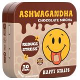 Happy Strips Organic Ashwagandha KSM 66 & GABA for Stress Relief, Calmness, Sleep - Fast-Acting & Rapid-Dissolving, Chocolate Mocha Flavored, Organic, Vegan, Sugar-Free - 30 Count