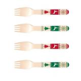 Perfect Stix Wooden Disposable Forks with Christmas Design. Pack of 50 Count. Colors are Red and Green. 6 Inch Printed Wooden Forks( 2)