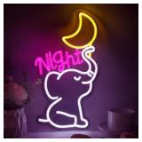 Elaphant Night Neon Sign for Wall Decor, Dimmable LED Neon Light, USB Powered LED Sign for Children