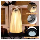 Halloween Ghost Decor Light - Halloween Decorations Indoor - Light Up Ghost in Glass Cloche, Cute Ghost Decor for Indoor Party Home Table Room Kitchen and Fireplace Decorations