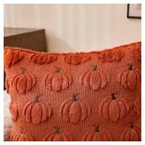 Fall Decorations Pillow Covers 18x18 Set of 2 Rust Thanksgiving Autumn Harvest Pumpkin Decorative Throw Pillow Cases Soft Plush Faux Fur Cushion Covers for Sofa Couch Bed Chair Living Room Fall Decor