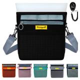 Dog Treat Pouch with Magnetic Closure 4-Cup Silicone Bag Fanny Pack Holder with Clicker 4 Ways to Wear Front Pocket Fits All Phones Ideal for Leash, Pet Walking and Training Black