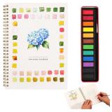 Watercolor Workbook, Water Coloring Book, Watercolor Paint Set, Beginner-Friendly WatercolorWorkbooks, with 12 Colors Watercolor Paint Set with Paint Brush, Watercolor Book for Adults(Flower B)