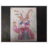 Funny Easter Bunny Coquette Decor Happy Easter Wall Decor Pink Bunny Bow Decor Easter Front Door Decor, Easter Girl Gift Wooden Sign Wall Art Decor for Farmhouse Home Porch Bedroom Living Room Office