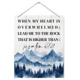 Psalm 61:2 Wood Sign - When My Heart is Overwhelmed, Bible Verse Decor, Christian Wall Plaque, Home Church Decor, Living Room Decors, Decorative Door Signs, Scripture Wood Sign, Baptism Gift