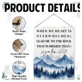 Psalm 61:2 Wood Sign - When My Heart is Overwhelmed, Bible Verse Decor, Christian Wall Plaque, Home Church Decor, Living Room Decors, Decorative Door Signs, Scripture Wood Sign, Baptism Gift