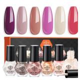 modelones Nail Polish Set 6 Colors Red Burgundy Sparkle Glitter Chrome Mini Quick Dry Nail Lacquer Kit, Ruby Rush Cherry Mocha Vintage Magnetic Nail Art Manicure Gift for Women Girl