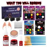 Bowitzki Halloween Makeup Set Oil Based Face Body Paint Special Effects Kit SFX Sponges Scar Wax Fake Blood Brush Tooth Paint Halloween Party SFX Cosplay