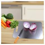Titanium Cutting Boards for Kitchen, Food Grade 304 Stainless Steel Cutting Board Set for Meat Fruit and Vegetable (15.1 * 11 & 13.4 * 9 Inch)
