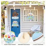 Spring Decoration Wood Door Wall Signs,Wooden Wreaths Front Door Welcome Sign Truck Flower Ornaments Door Hanger Crafts for Spring Home Farmhouse Party Porch Wall Deco