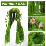 XunYee Mother Earth Costume Wig Mother Nature Costume Long Green Wig for Women Halloween Party Female Cosplay